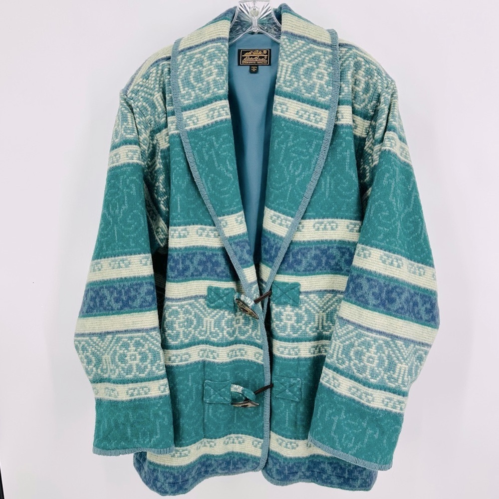 Eddie Bauer Vintage Blanket Coat Wool Teal Size XL